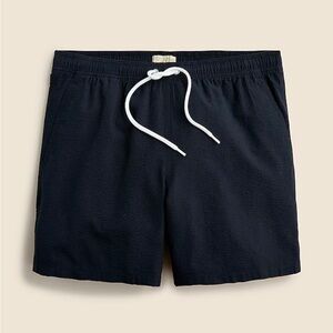 NWT J Crew Men’s 6 inch Black Seersucker Swim Trunks Size L